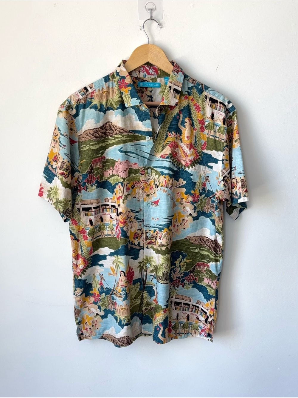 Tori Richard Boat Day Aloha Hawaiian Shirt Men’s L Cotton Lawn USA Hawaii Made